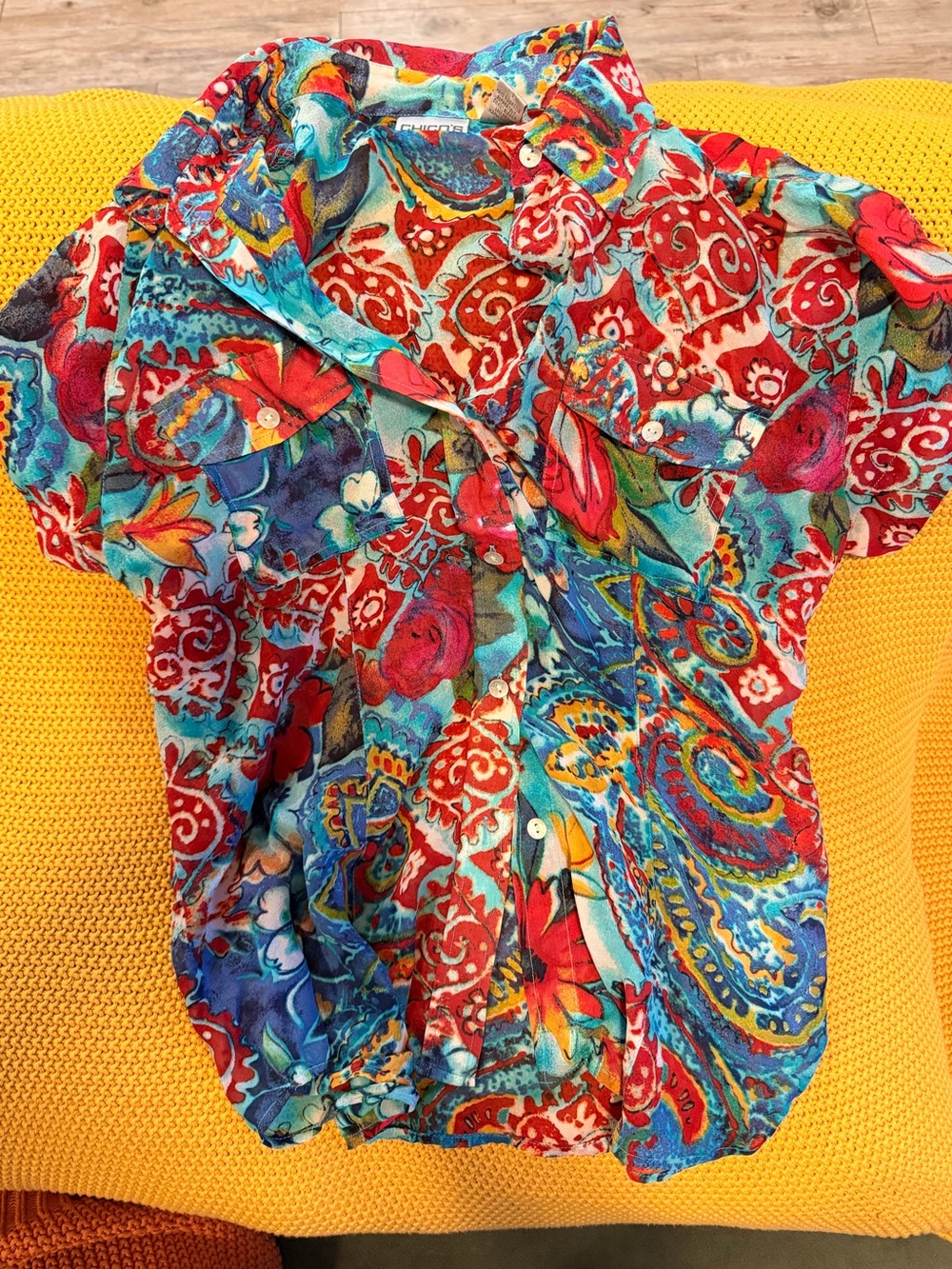 Chico's multicolored paisley and floral print blouse in size S